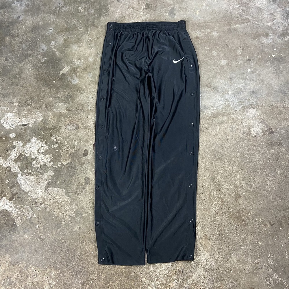 Vintage 90s Nike Tearaway Track Pants Size Large Black Athletic Wear Swoosh Logo